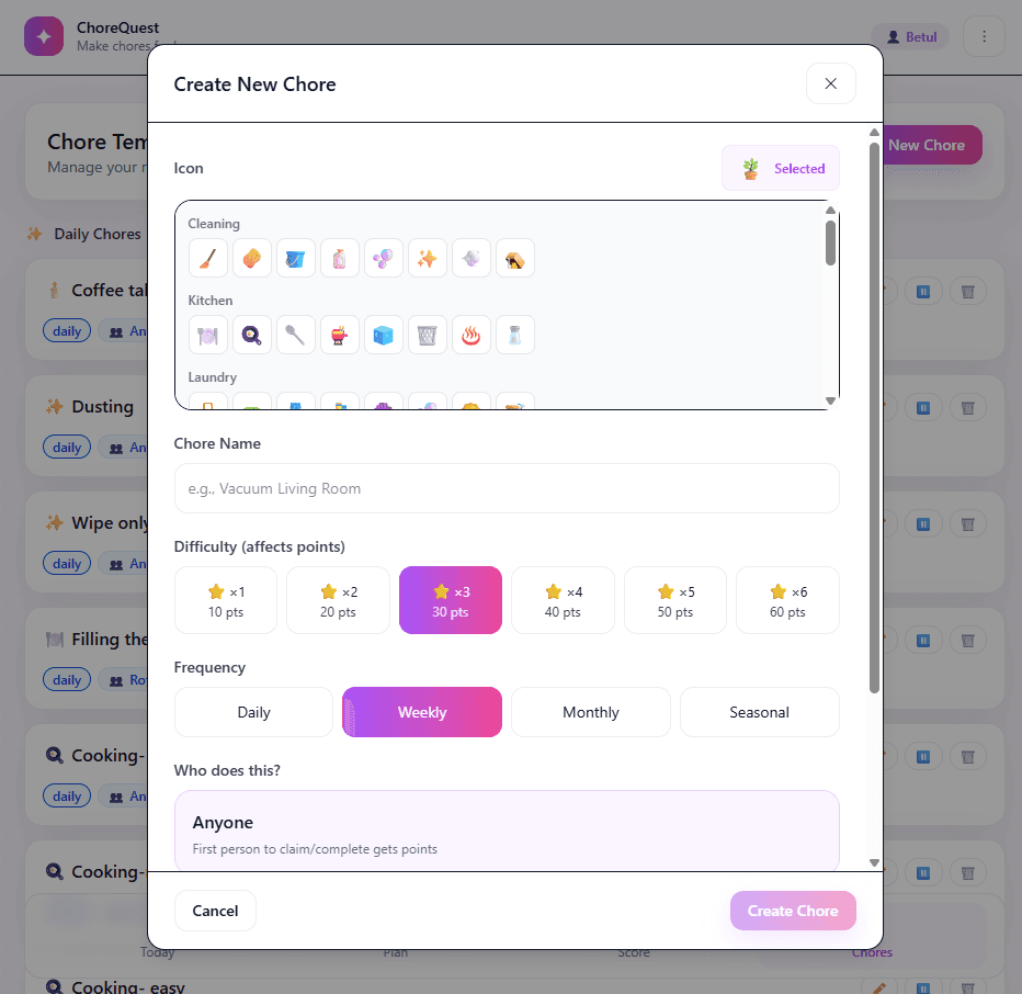 ChoreQuest — Household Chore Tracker (Mobile App) preview