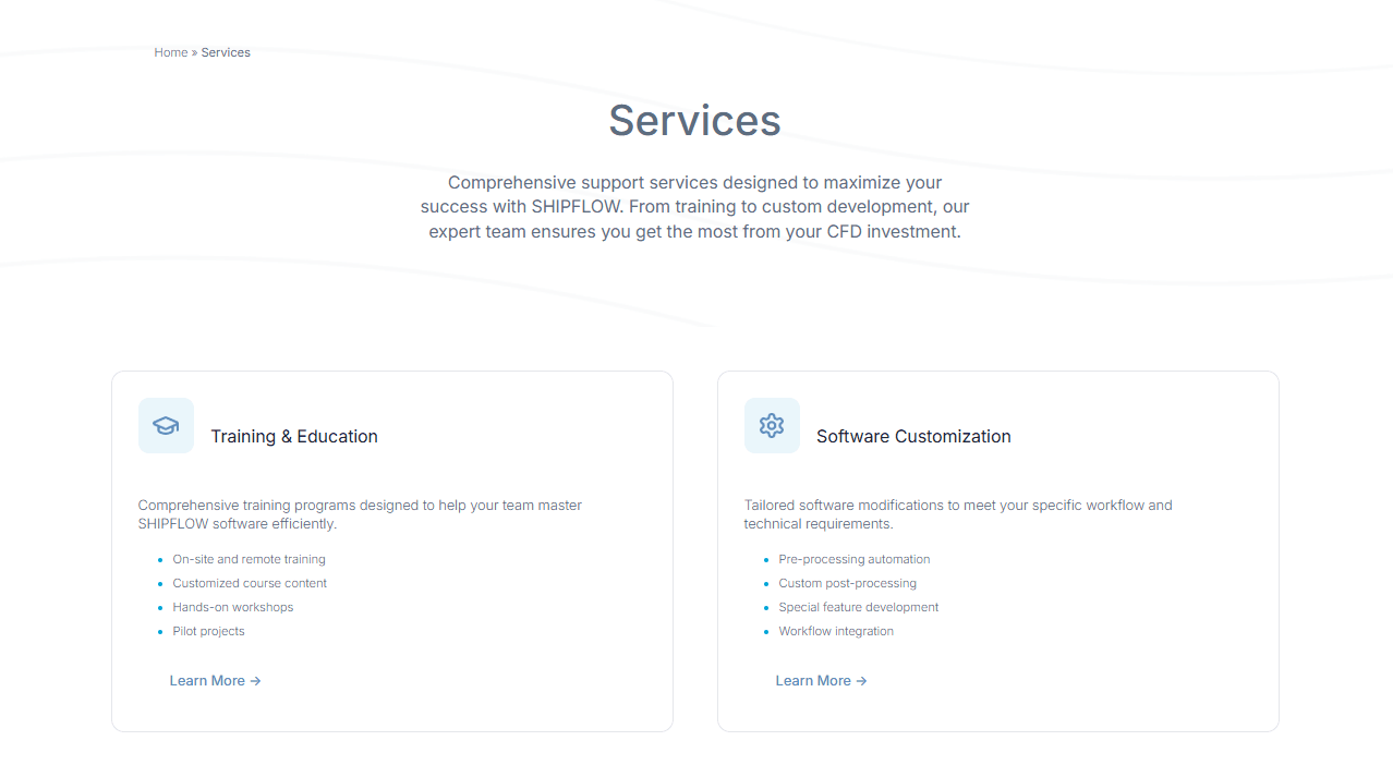 SHIPFLOW services page